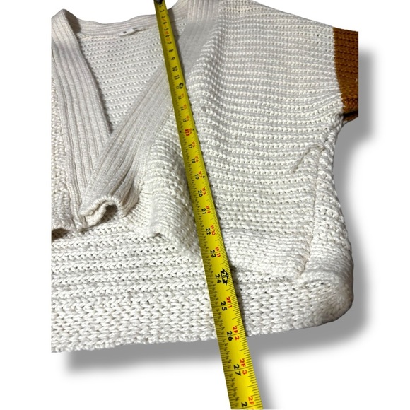 BB Dakota Cream/Navy/Orange Dolman Sleeve Open Front Women's Relaxed Cardigan - Picture 9 of 16